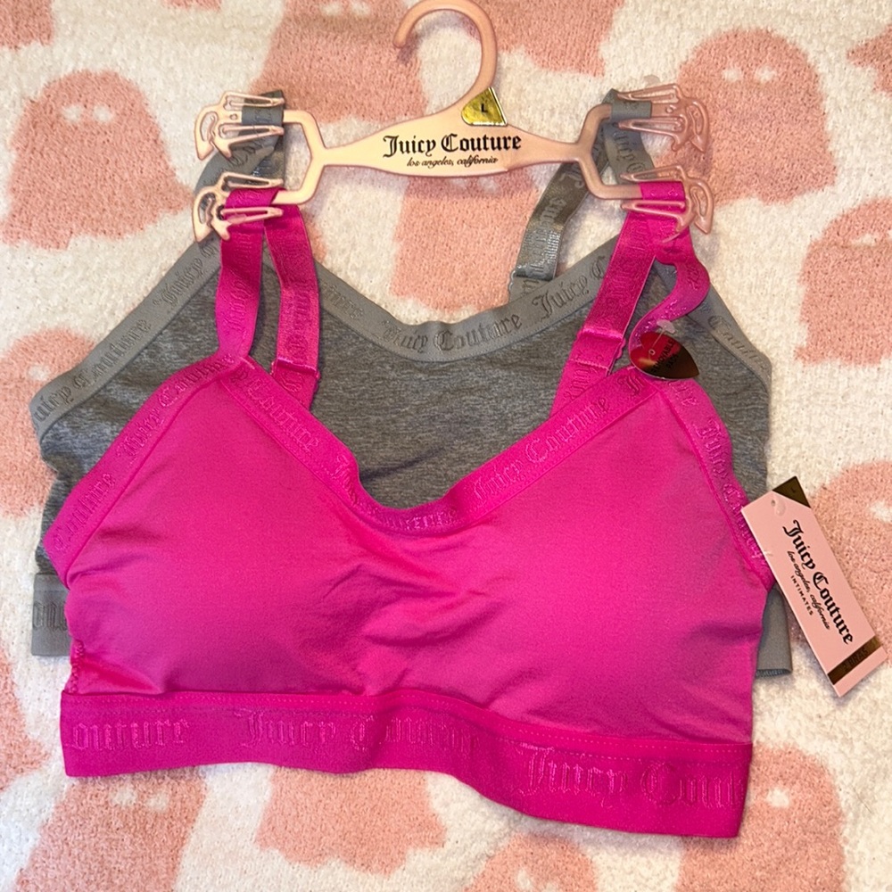 Juicy Couture Hot Pink and Gray Sports Bra/Bralette Size L